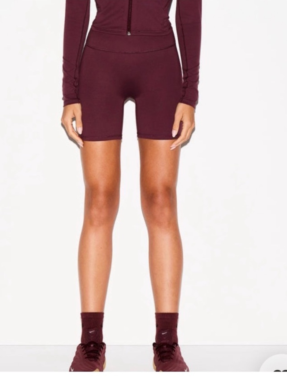 Nike SKIMS High-Rise Burgundy Bike Shorts